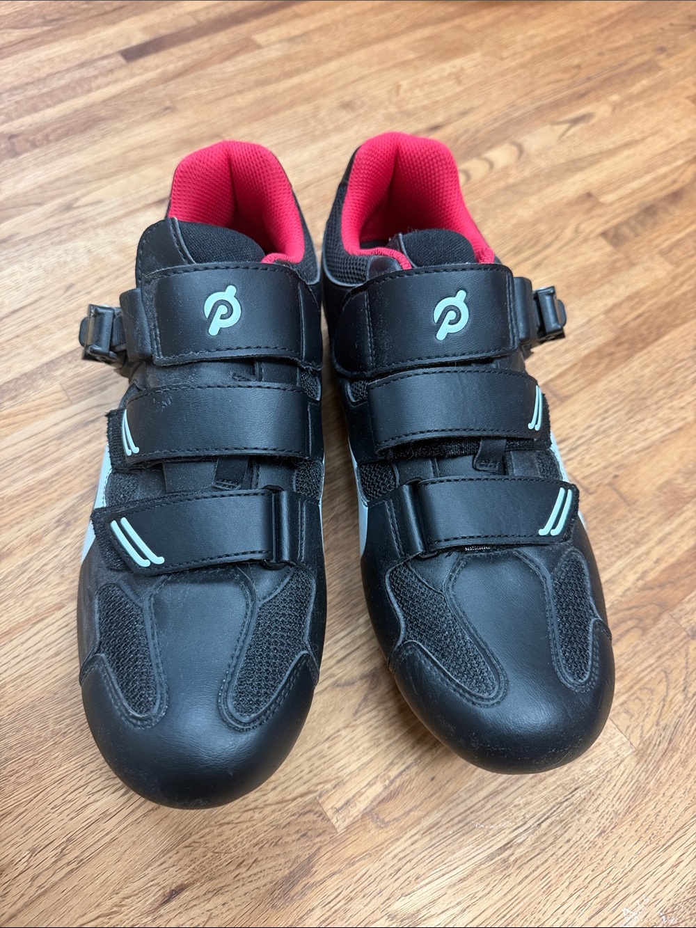 Peloton Black Sneakers with Pink Lining and Mint Accents